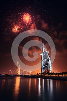 dubai in night Arabian nights , Ramadan Eid crescent moon