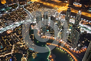 Dubai at night near Khalifa Tower