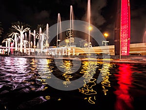 Dubai night and water reflections