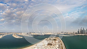 Dubai Palm Jumeirah Island, aerial panoramic view - UAE