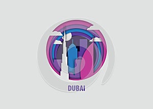 Dubai paper cut vector illustration
