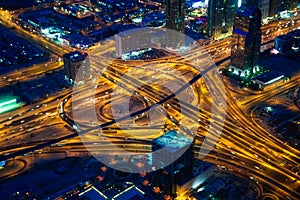 Dubai's crossroads at evening