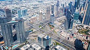 Dubai skyline with beautiful city close to it's busiest highway.