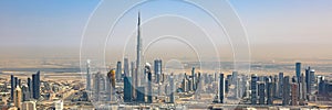 Dubai skyline Burj Khalifa skyscraper panorama panoramic aerial photo