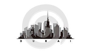 Dubai skyline and landmarks silhouette vector