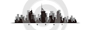 Dubai skyline and landmarks silhouette vector