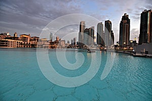 Dubai skyline at night from Business Bay Al Khail road,Dubai,  United Arab Emirates