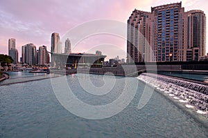 Dubai skyline at night from Business Bay Al Khail road,Dubai,  United Arab Emirates