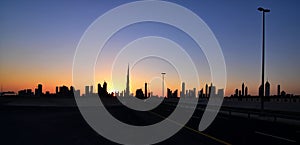 Dubai skyline at night from Business Bay Al Khail road,Dubai,  United Arab Emirates