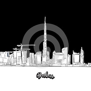 Dubai skyline, outline