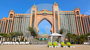 Dubai Skyline Panoramic view of Dubai from Palm Island, UAE 2018