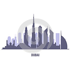 Dubai skyline silhouette - landmarks cityscape in liner style