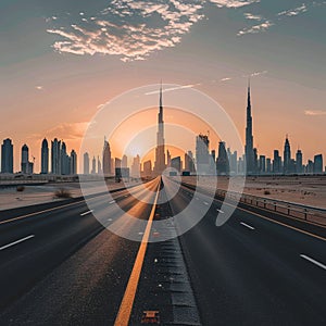 Dubai skyline with skyscrapers, United Arab Emirates, AI Generated photo