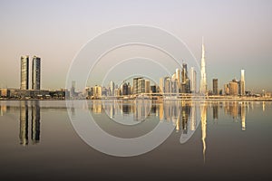 Dubai skyline at sunrise