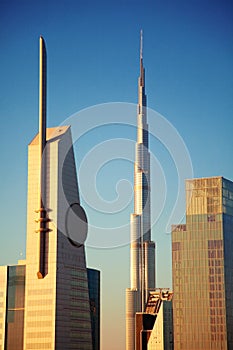 Dubai skyline at sunrise