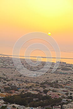 Dubai skyline at sunset