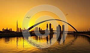 Dubai skyline thru canal