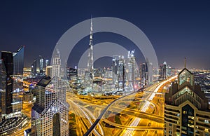 Dubai skyline during twilight