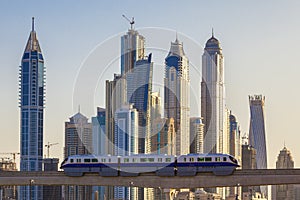 Dubai with subway and skyscrapers
