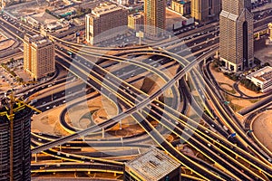 Dubai sunset roads from above