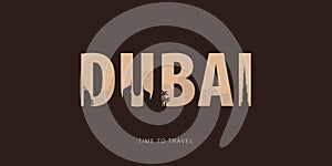 Dubai. Travel bunner with silhouettes of sights. Time to travel. Vector illustration.