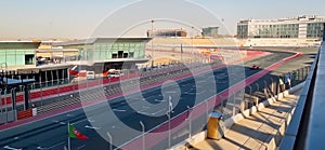 Dubai, UAE - 01.14.2023 - Racing track of Dubai autodrome hosting Hankook 24 race. Sports