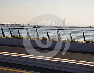 Dubai, UAE - 02.27.2021 Silhouette of Burj Al Arab hotel. Outdoors