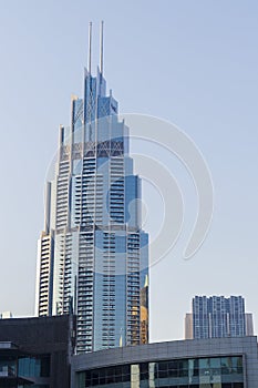 Dubai, UAE - 04.09.2021 Shot of a five star hotel - Address boulevard, located in downtown, Dubai. Hospitality