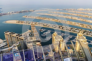 Dubai, UAE - 09.24.2021 Partial view of man made island, Palm Jumeirah. Urban