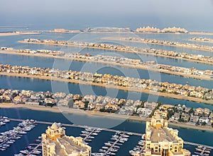 Dubai, UAE - 09.24.2021 Partial view of man made island, Palm Jumeirah. Urban