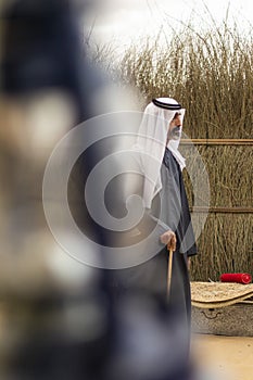 Dubai, UAE - 12.10.2022 - Portrait of a Arab man shot during Al Marmoom film festival. People