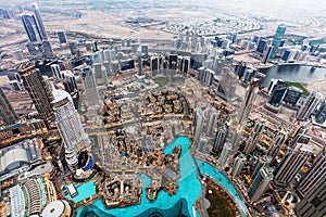 Dubai UAE aerial rooftop view from Burj Khalifa