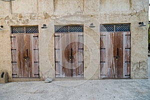 Dubai, UAE. Buildings and houses of traditional historical architecture of the old city of the Emirates in the Persian