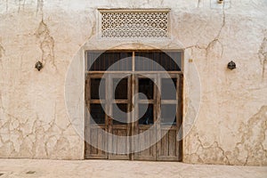 Dubai, UAE. Buildings and houses of traditional historical architecture of the old city of the Emirates in the Persian