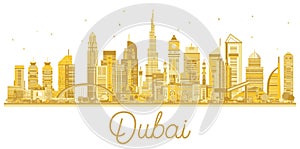 Dubai UAE City skyline golden silhouette.