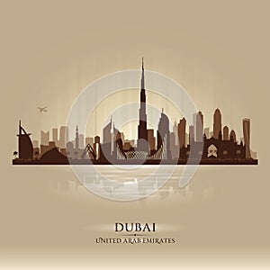 Dubai UAE city skyline vector silhouette