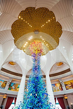 Beautiful glass sculpture in the lobby of the Atlantis the Palm, Dubai