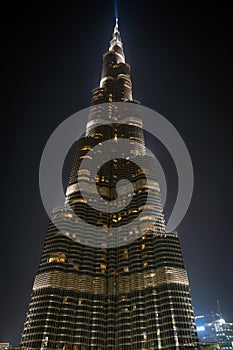 Burj Khalifa - the tallest building in the world at night, Dubai, UAE