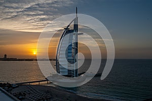 Dubai, UAE. Hotel Burj Al Arab ÃÂ¾n the sunset