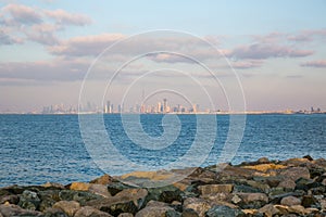 DUBAI, UAE-JANUARY 15: Skyscrapers in the city center on January