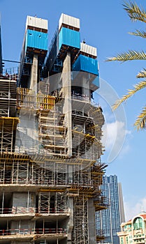 DUBAI, UAE-JANUARY 16: Skyscrapers in the city center on January