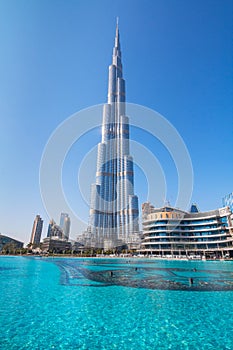 Dubai, UAE - January 2, 2018: A view of the Burj Khalifa the highest building in the world