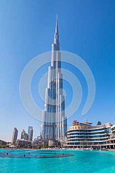 Dubai, UAE - January 2, 2018: A view of the Burj Khalifa the highest building in the world