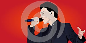 Artist Dimash on a colorful gradient vector background. photo