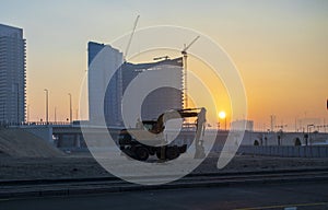Dubai, UAE - 01.15.2021 Morning hour in Business bay district , Marasi drive. Outdoor photo