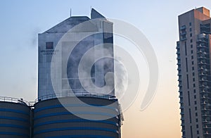 Dubai, UAE - 01.15.2021 Morning hour in Business bay district , Marasi drive. Outdoors photo