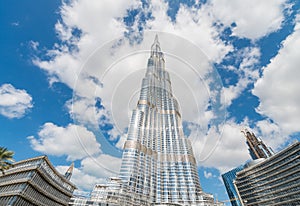 DUBAI, UAE - NOVEMBER 22, 2015: Burj Khalifa, the highest building in the world, 829.8 m tall. It is the new symbol of the city