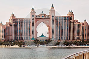 Dubai, UAE, November 2019 Beautiful view of the Atlantis hotel on the artificial island of palm Jumeirah