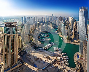 DUBAI, UAE - OCTOBER 12: Modern buildings in Dubai Marina, Dubai