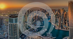 DUBAI, UAE - OCTOBER 12: Modern buildings in Dubai Marina, Dubai